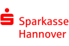 Rotes Sparkasse-Logo mit S-Symbol und Kreis oben links, daneben Text „Sparkasse Hannover" in Rot.