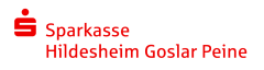 Rotes Sparkassen-S-Logo mit dem Text „Sparkasse Hildesheim Goslar Peine" in roter Schrift.