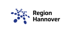 Logo der Region Hannover: blaues Punktmuster in Sternform links, schwarzer Schriftzug „Region Hannover" rechts.